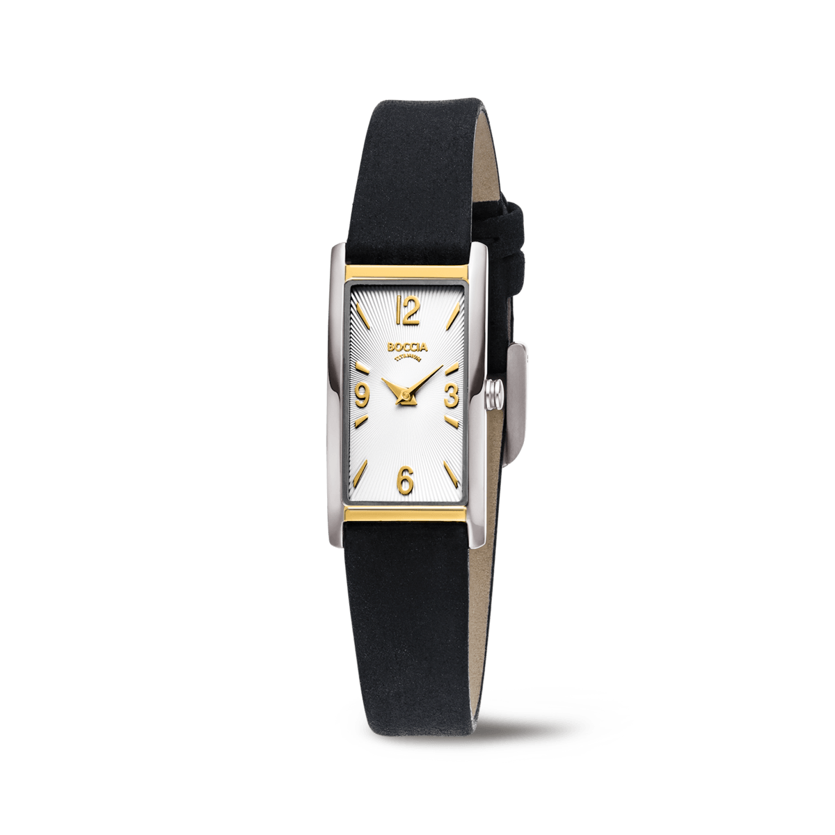 Boccia Titanium 3366-02 Damen Armbanduhr • Reintitan teil-goldplattiert • Lederband