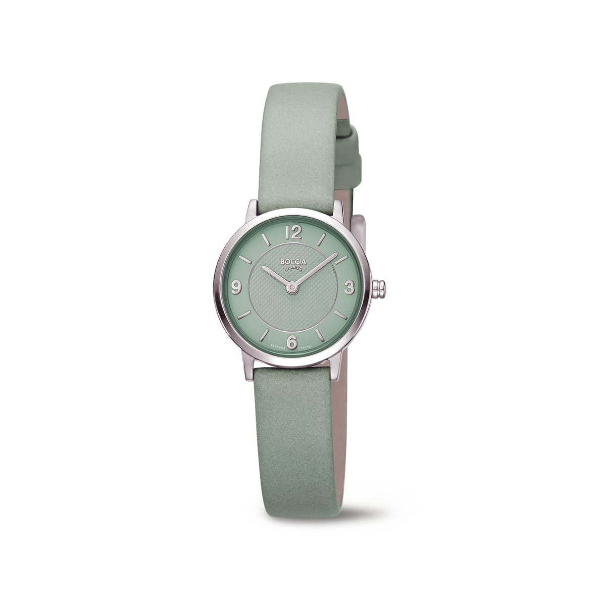 Boccia Trend Damenuhr mit grünem Zifferblatt und olivfarbenem Armband