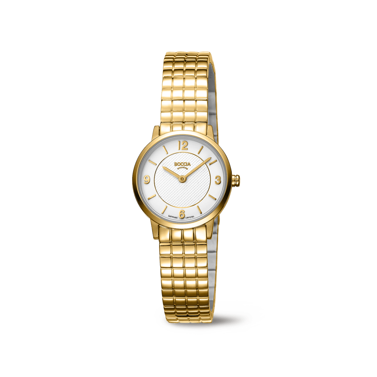 Boccia 3371-05 Damen Armbanduhr • Reintitan Goldplattiert • Saphirglas