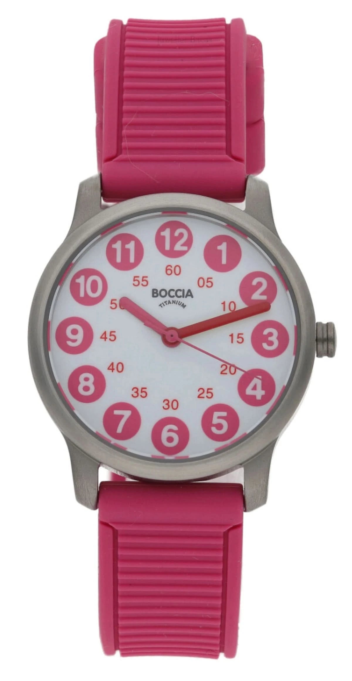 Orologio analogico Boccia con cinturino in silicone rosa e quadrante rosa