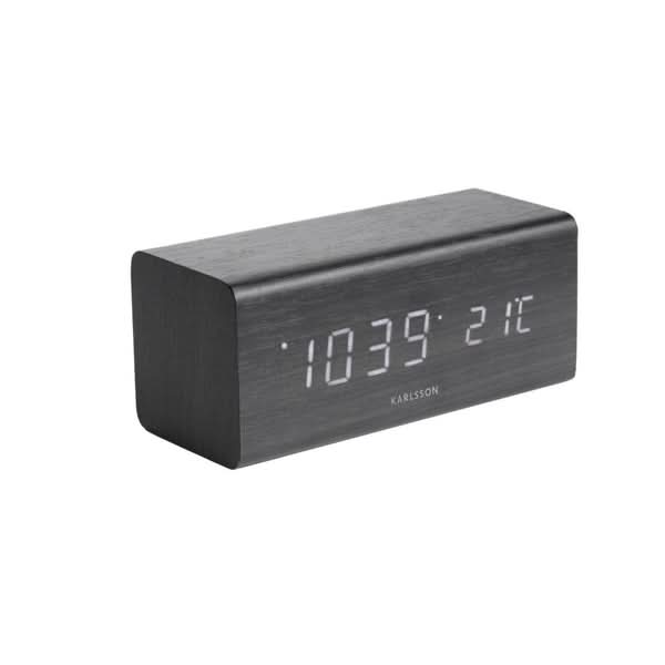 Sveglia digitale in legno a blocchi LED con indicatore di temperatura, cassa in legno scuro, Karlsson