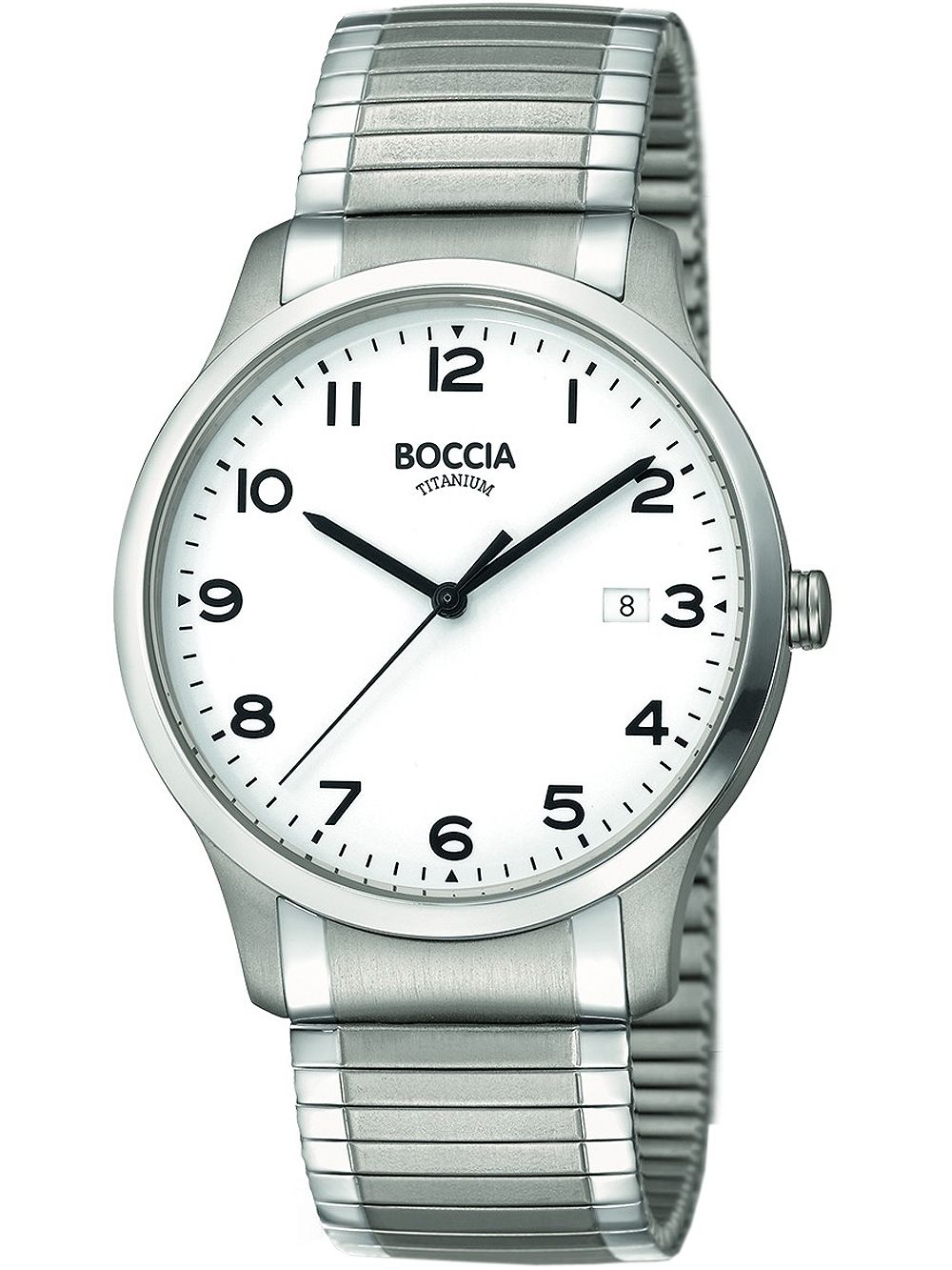 Boccia Titanium 3616-01 Herren Armbanduhr Silber • Titan-Zugband • Mineralglas