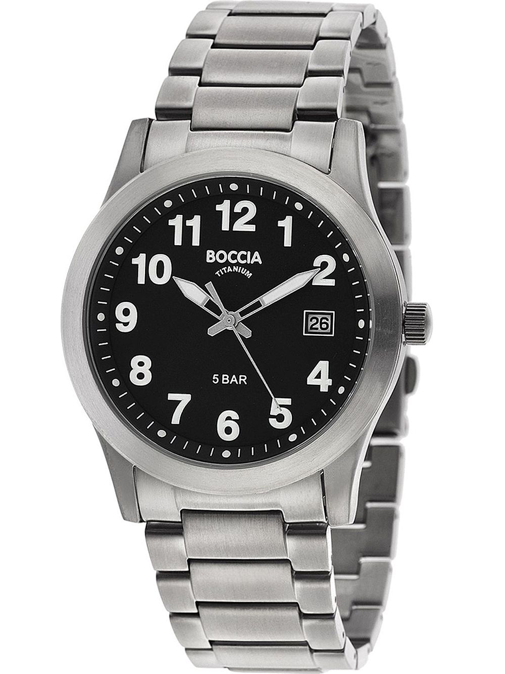 Boccia Titanium 3619-03 Herren Armbanduhr • Reintitan-Gehäuse & -Armband • Mineralglas