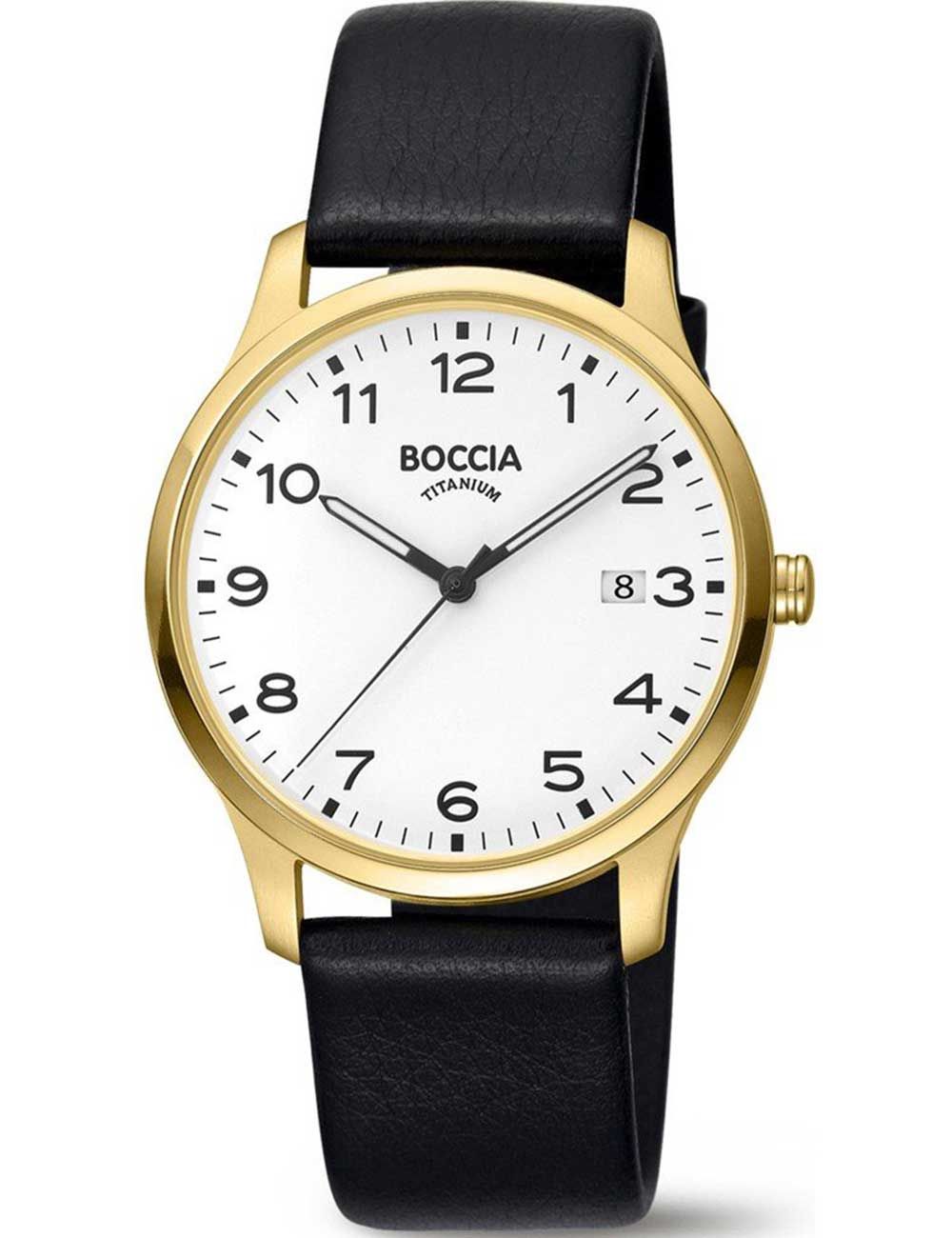 Boccia Titanium 3620-08 Herren Armbanduhr Gold • Mineralglas • Titangehäuse