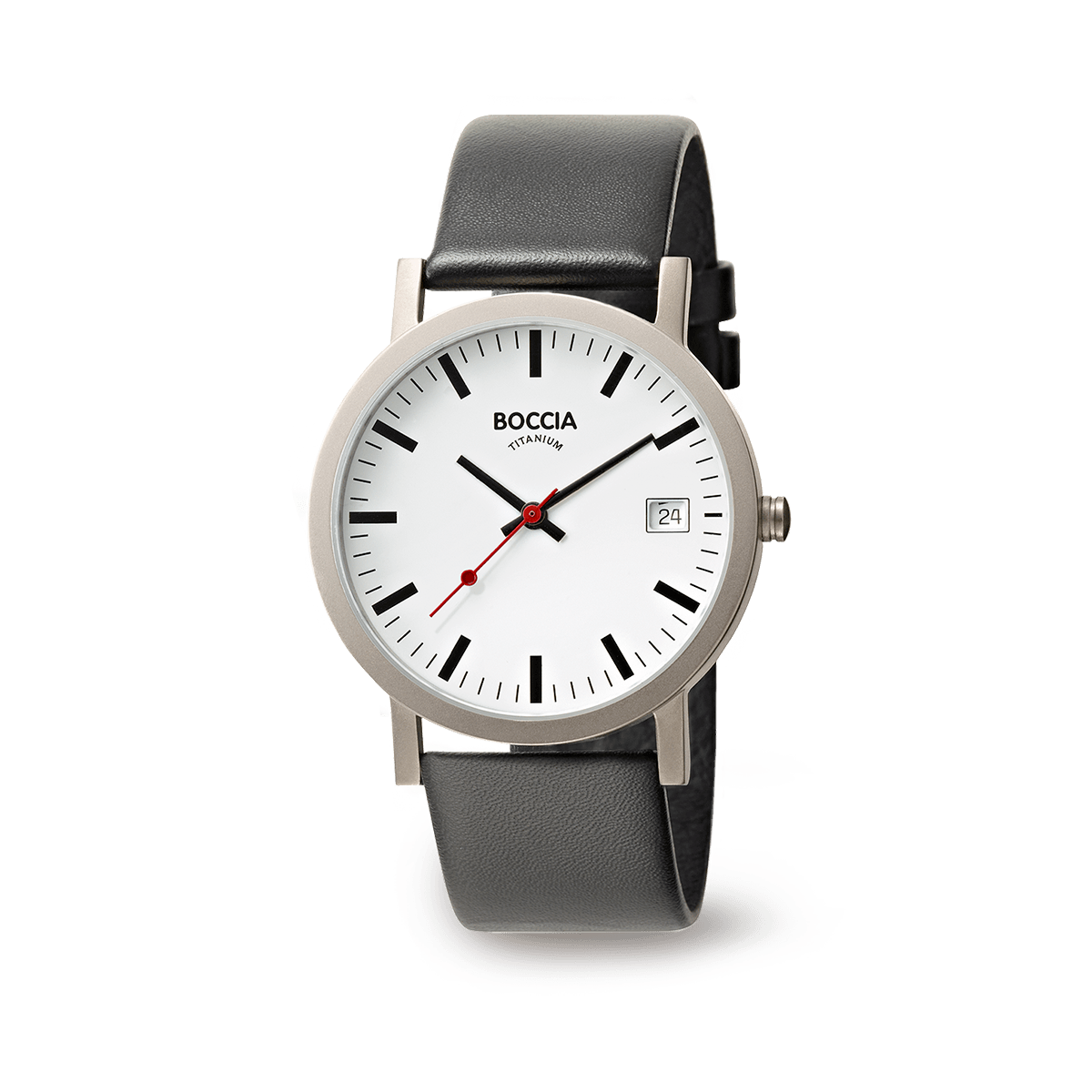 Boccia 3622-01 Herrenuhr Titan • Reintitan-Gehäuse • Datum & Lederband