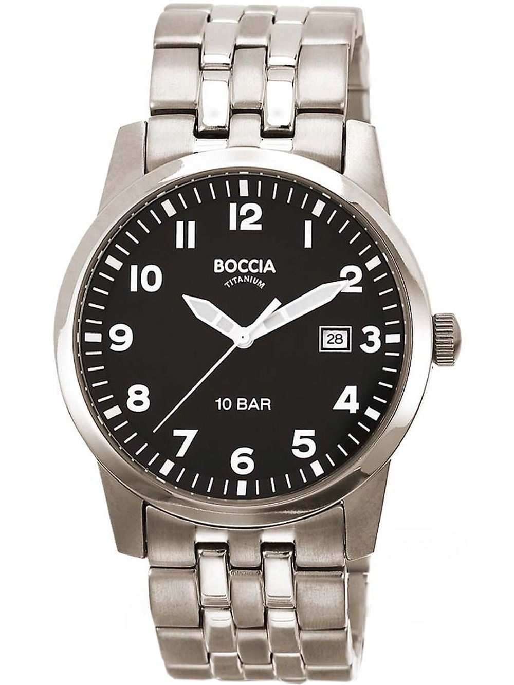 Boccia Titanium 3631-02 Herrenuhr Silber • Mineralglas • 100 m wasserdicht