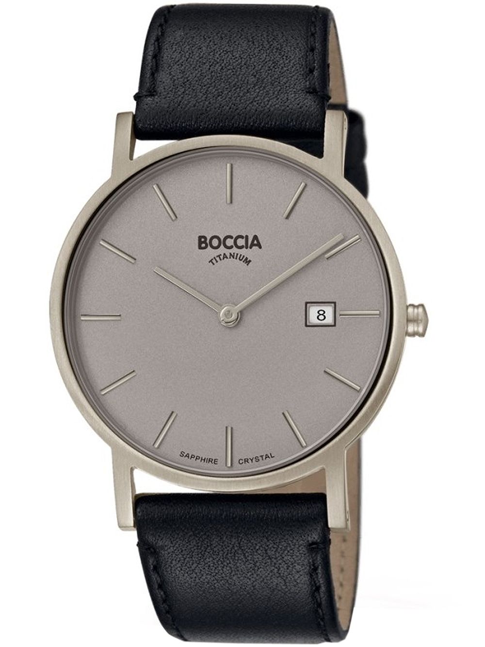Boccia Slim 3637-01 Herrenuhr Titanium Schwarz • Saphirglas • Ultradünnes Titangehäuse