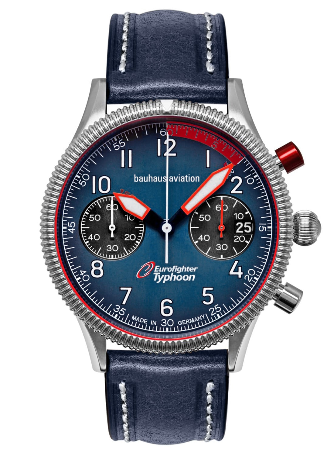 Bauhaus Aviation 2576-3 Herrenuhr Dunkelblau • Miyota Chronograph • Made in Germany