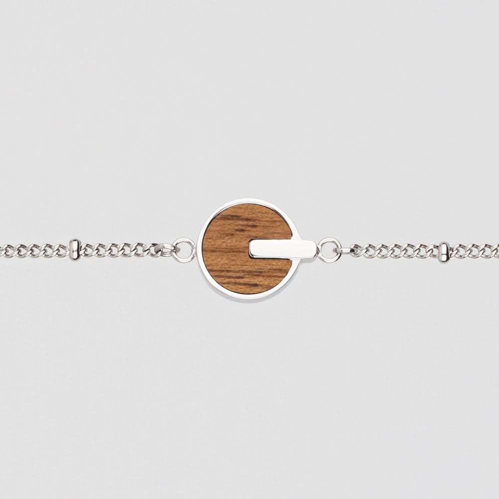 Bracciale Opaco con Ciondolo Rotondo in Legno - Modello Nucleo in Legno: Jewelry