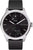 Smartwatch con cinturino in silicone nero, cassa argentata e quadrante nero
