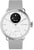 "Orologio smartwatch ibrido Withings con cinturino in silicone grigio e quadrante bianco, indicatore di temperatura"