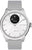 Smartwatch con cassa argentata, quadrante bianco e cinturino in silicone grigio