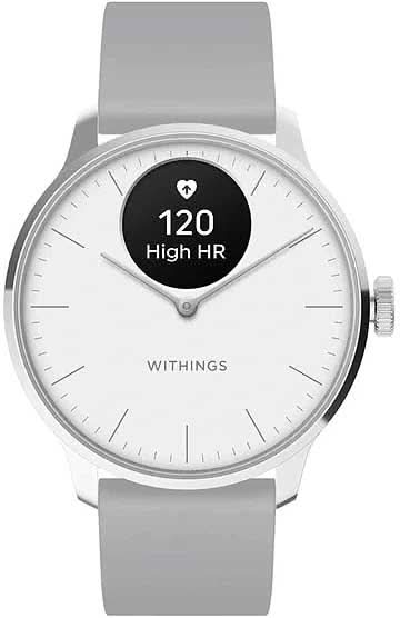 "WITHINGS ScanWatch smartwatch per la salute con cinturino in silicone grigio e display rotondo"