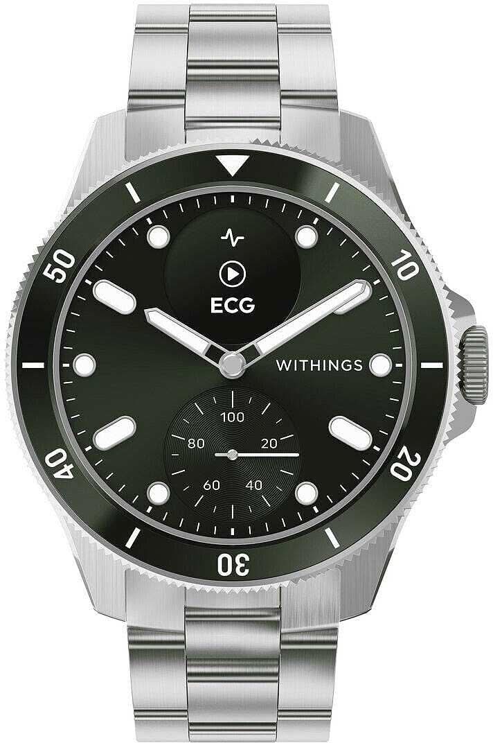 Withings ScanWatch Nova Orologio Unisex con cinturino in metallo e quadrante nero, logo ECG