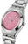 Orologio da donna con cassa rotonda, quadrante rosa e lancette argentate