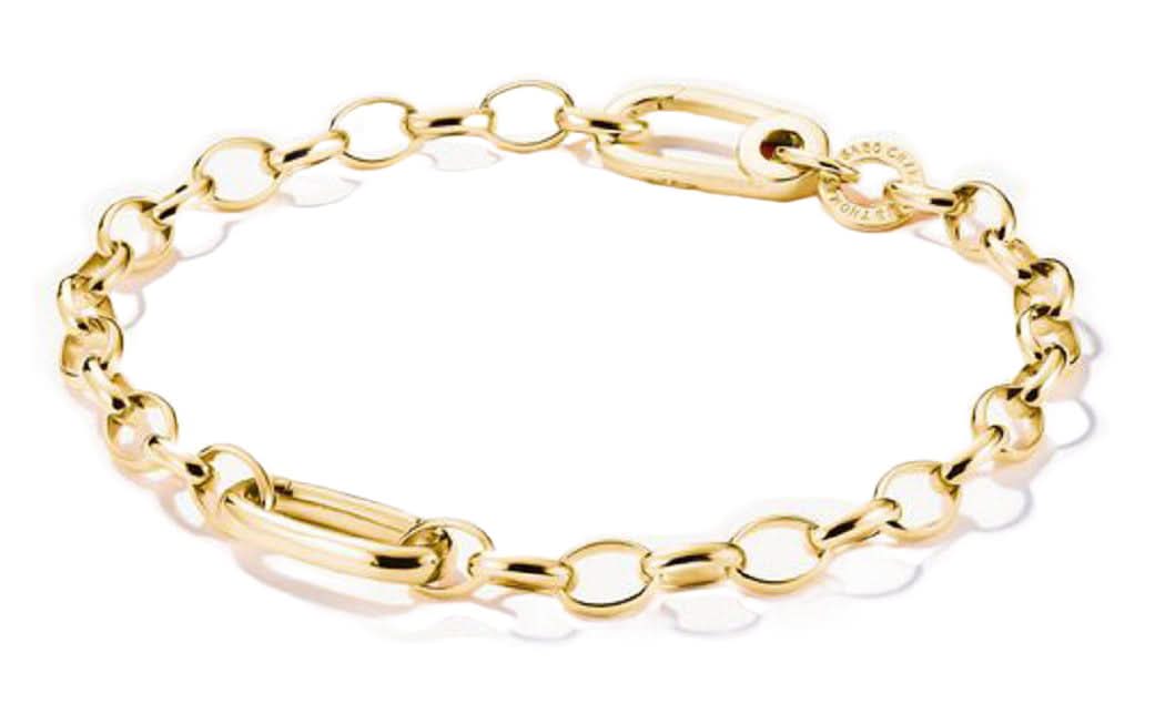 Bracciale con charm a maglie con link di collegamento, in argento, placcato oro - Thomas Sabo Modello: C1202-413-39-L15