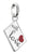 Charm pendente in argento con cuore rosso e scritta "with love"