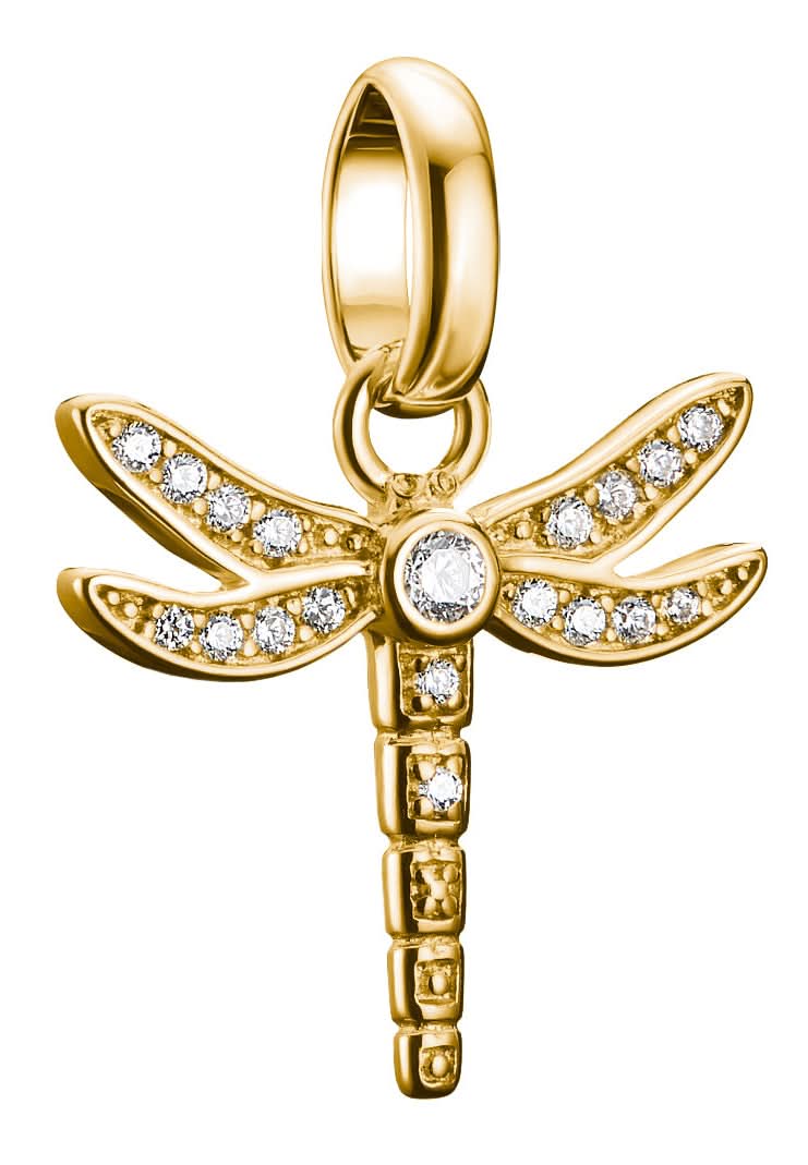 Ciondolo Thomas Sabo Libellula con pietre, collezione Connect, placcato oro