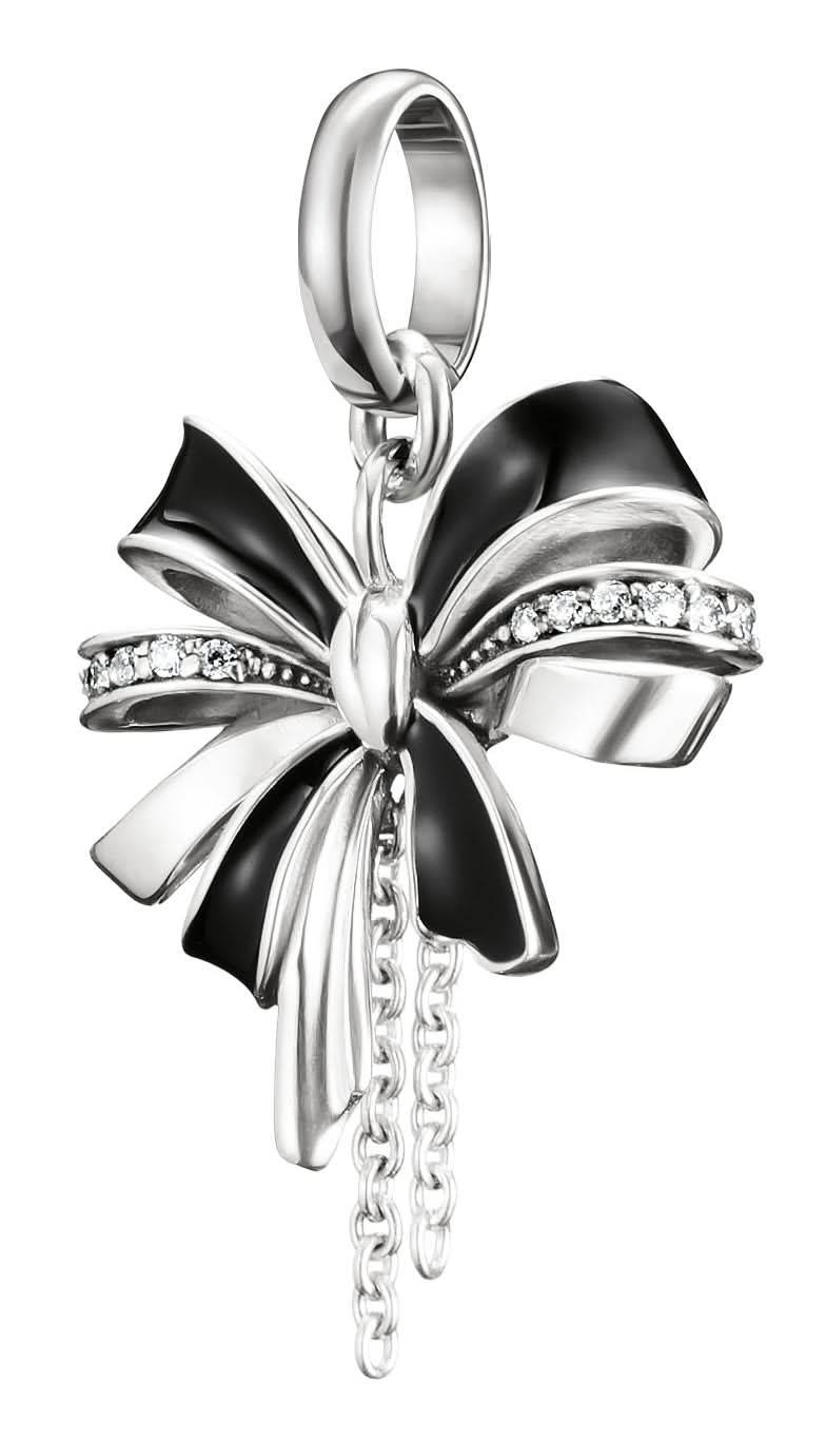 Thomas Sabo Charm Pendente Fiocco Nero Connect in Argento