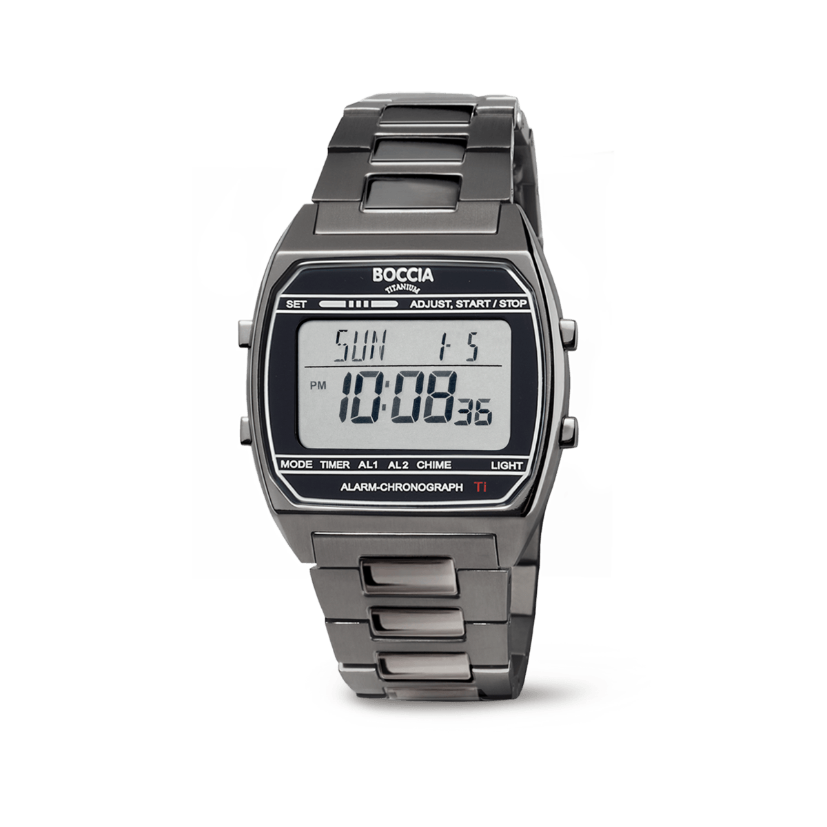 Boccia Titanium 3738-07 Herrenuhr • Digitaler Chronograph • Reintitan gunplattiert