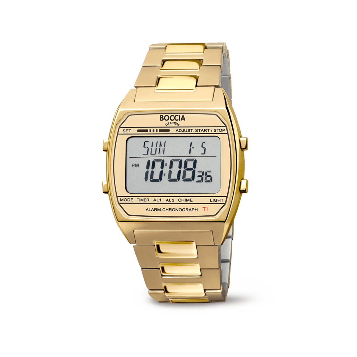 Boccia 3738-08 Herren Armbanduhr • Titan Digitalchronograph • Alarm und Datum