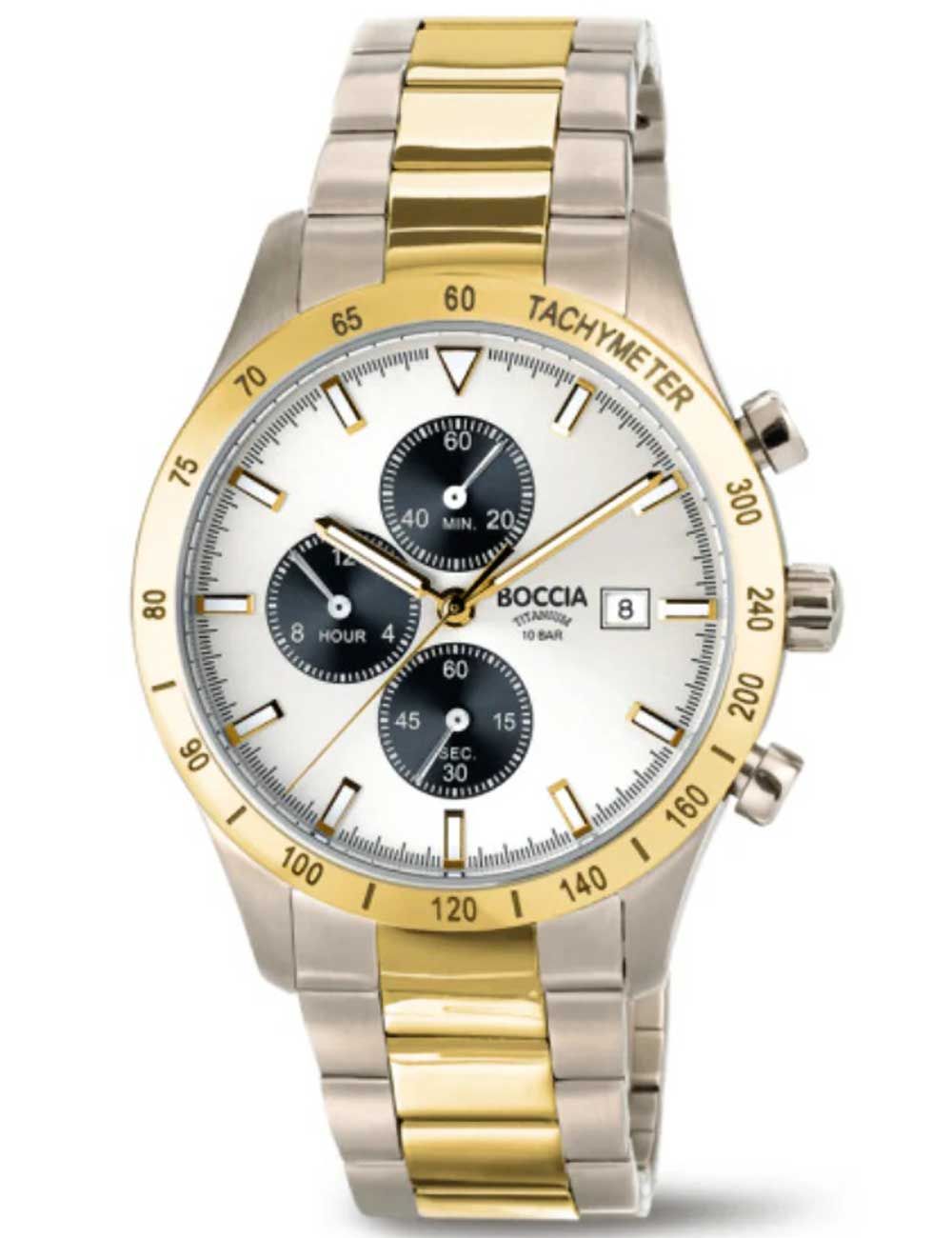 Boccia Titanium 3739-04 Herren Armbanduhr • Titan-Chronograph • Mineralglas