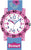 Orologio educativo da bambina con cinturino rosa e blu, motivo di cavallo e fiori, numeri, logo Scout