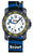 Orologio didattico da ragazzo con cinturino blu a forma di orca, cassa grigio scuro e quadrante con logo Scout