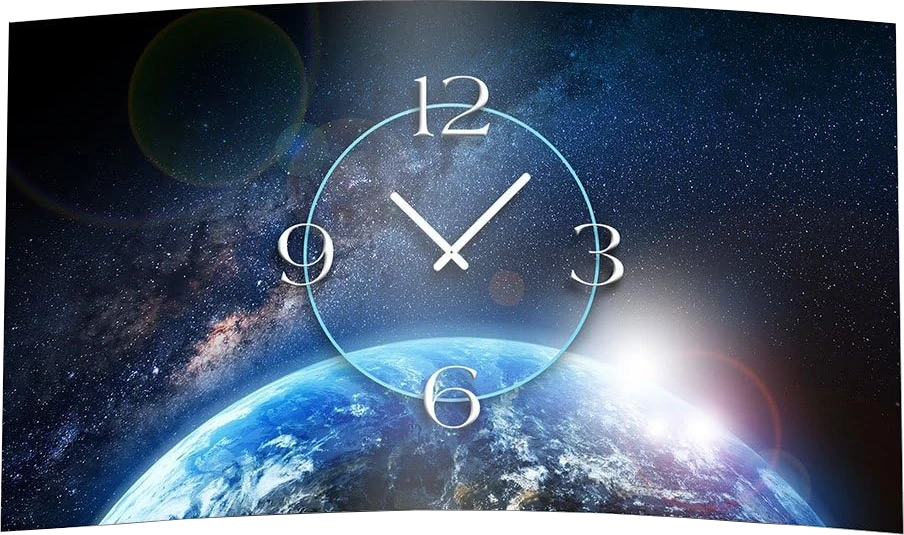 Orologio da parete moderno con quadrante grande e motivo a stelle/spazio, lancette argentate