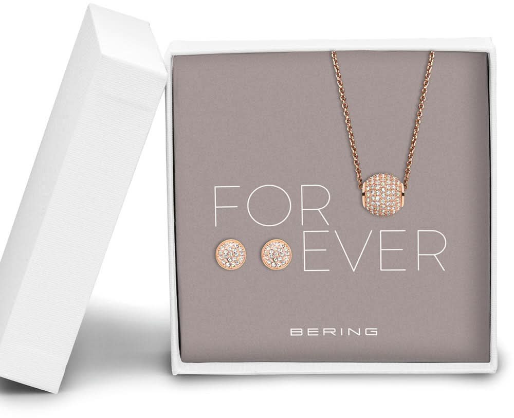 Set collana con pendente e orecchini a lobo - Bering Jewelry Modello: 414Sparkle-708-Oro rosa