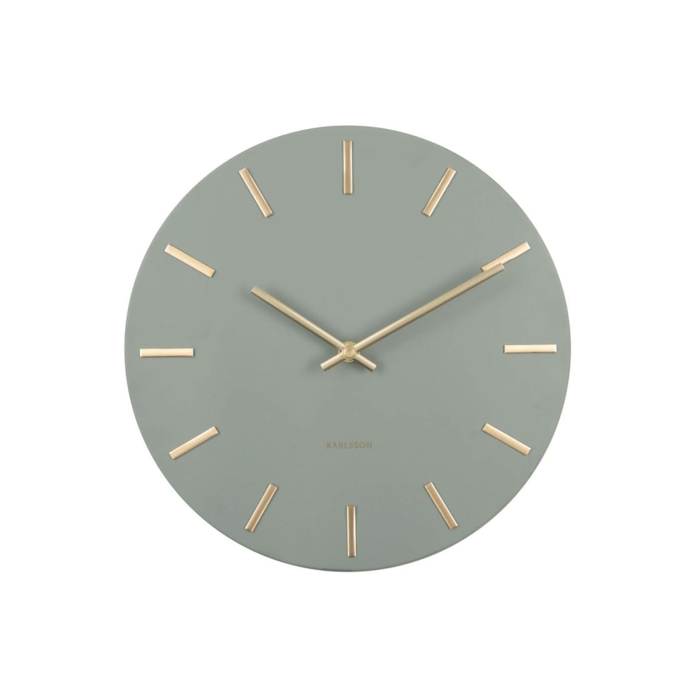 Orologio da parete Karlsson Ø30 cm, cassa rotonda in metallo grigio con lancette e indici dorati