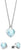 Collana in argento con ciondolo a forma di cuore e orecchini abbinati, cuore azzurro