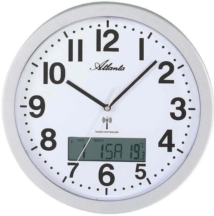 Orologio da parete Atlanta 30 cm Ø plastica • Radiocontrollato • Silenzioso