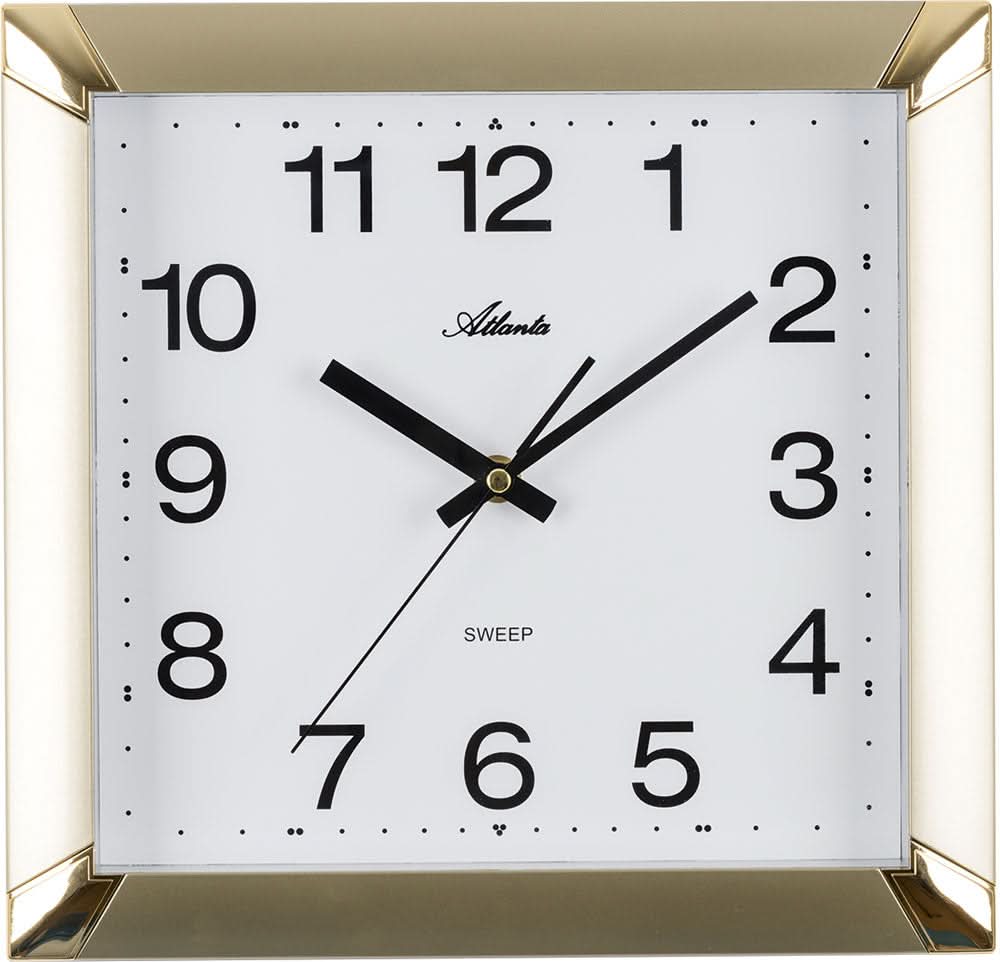 Orologio da parete Atlanta 29x29 cm in plastica • Preciso movimento al quarzo • Meccanismo silenzioso