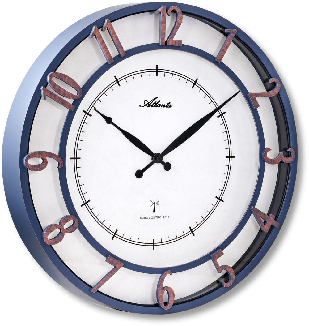 Orologio da parete Atlanta 45 cm Ø plastica • Radiocontrollato • Design vintage