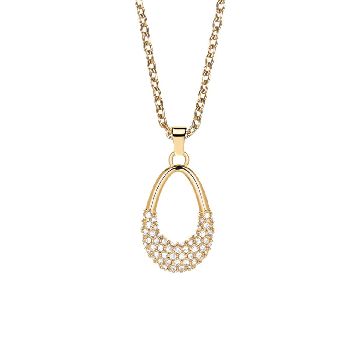 Collana color oro con ciondolo a goccia in cristalli pavé