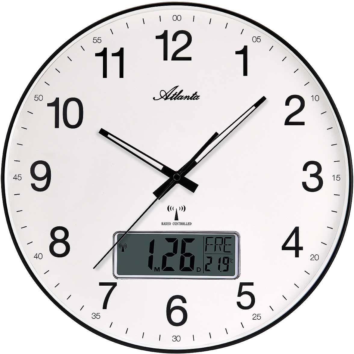 Orologio da parete Atlanta 39x39x6 cm plastica • Radiocontrollato • Movimento al quarzo silenzioso