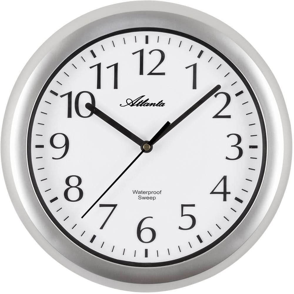 Orologio da parete Atlanta 30 cm Ø in plastica • Movimento silenzioso • Adatto per ambienti umidi