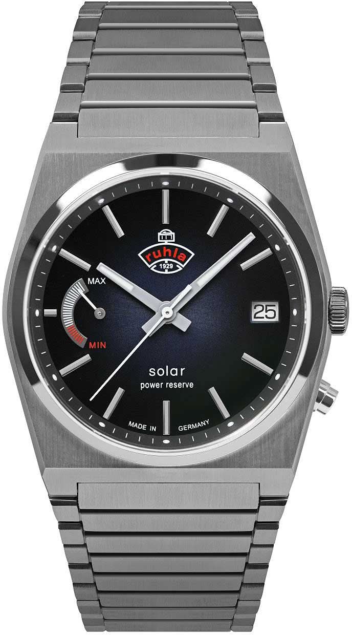 Orologio da uomo con cinturino in acciaio inossidabile, quadrante solare scuro, data 25