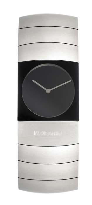 Orologio Jacob Jensen Linear 580 con bracciale in argento, quadrante e lancette neri
