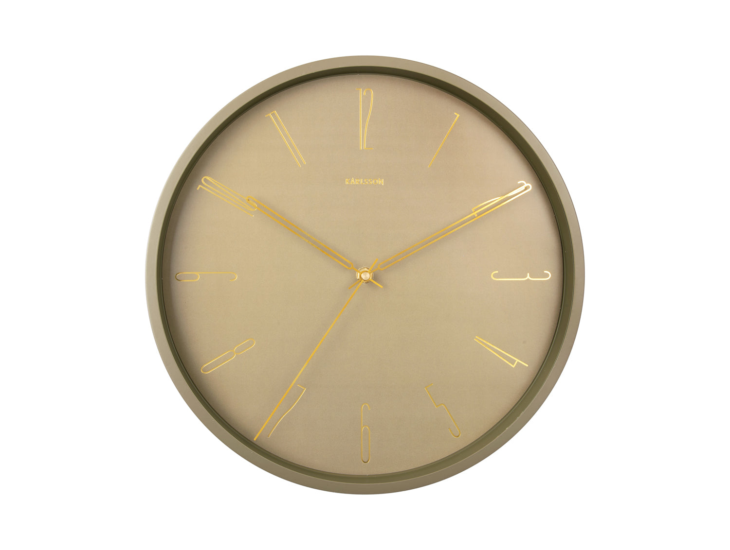 Karlsson Belle Numbers KA5898MG Wanduhr Moosgrün • Geräuschloses Sweep-Uhrwerk • Zeitloses Zahlendesign