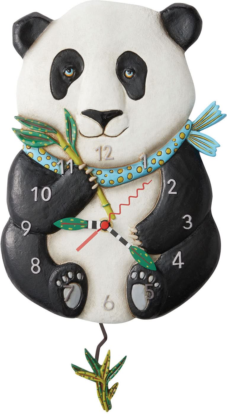 "Orologio da parete Allen Designs 30,5x21,5x6 cm in plastica • Con pendolo • Design Panda"