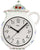 Orologio da parete in ceramica, quadrante bianco con lancette nere, decorato con motivi floreali