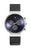 Orologio da polso cronografo con quadrante blu-nero, cassa color titanio e cinturino in pelle nera
