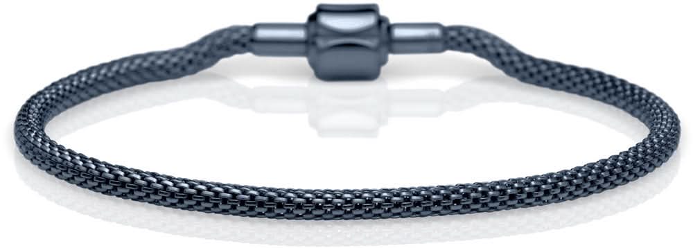Bracciale intrecciato in acciaio inossidabile con cordino blu scuro e chiusura