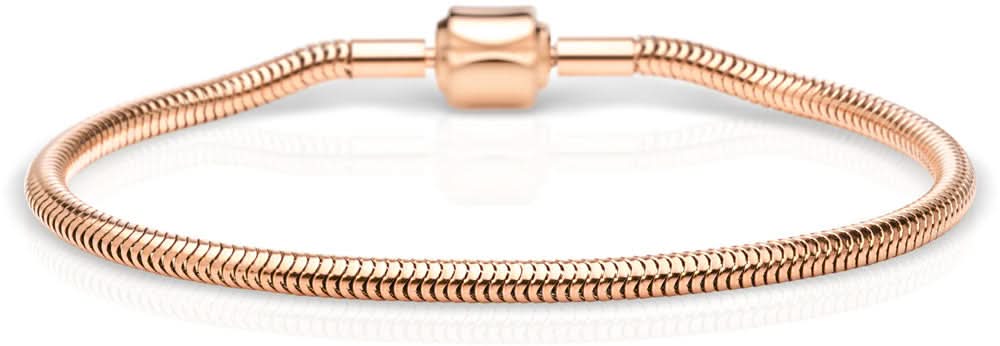 Edelstahlarmband mit feiner Gliederkette und roségoldfarbenem Element in der Mitte