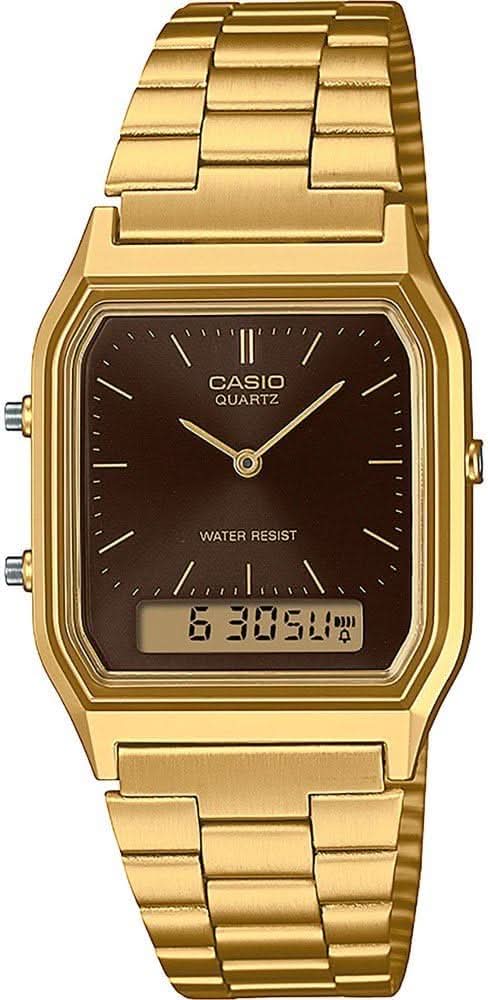 Casio Vintage AQ-230GA-5AMQYES Orologio • Iconico Design retrò • Doppio fuso orario