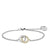 Bracciale da donna e catena con elemento decorativo rotondo, color argento, con chiusura