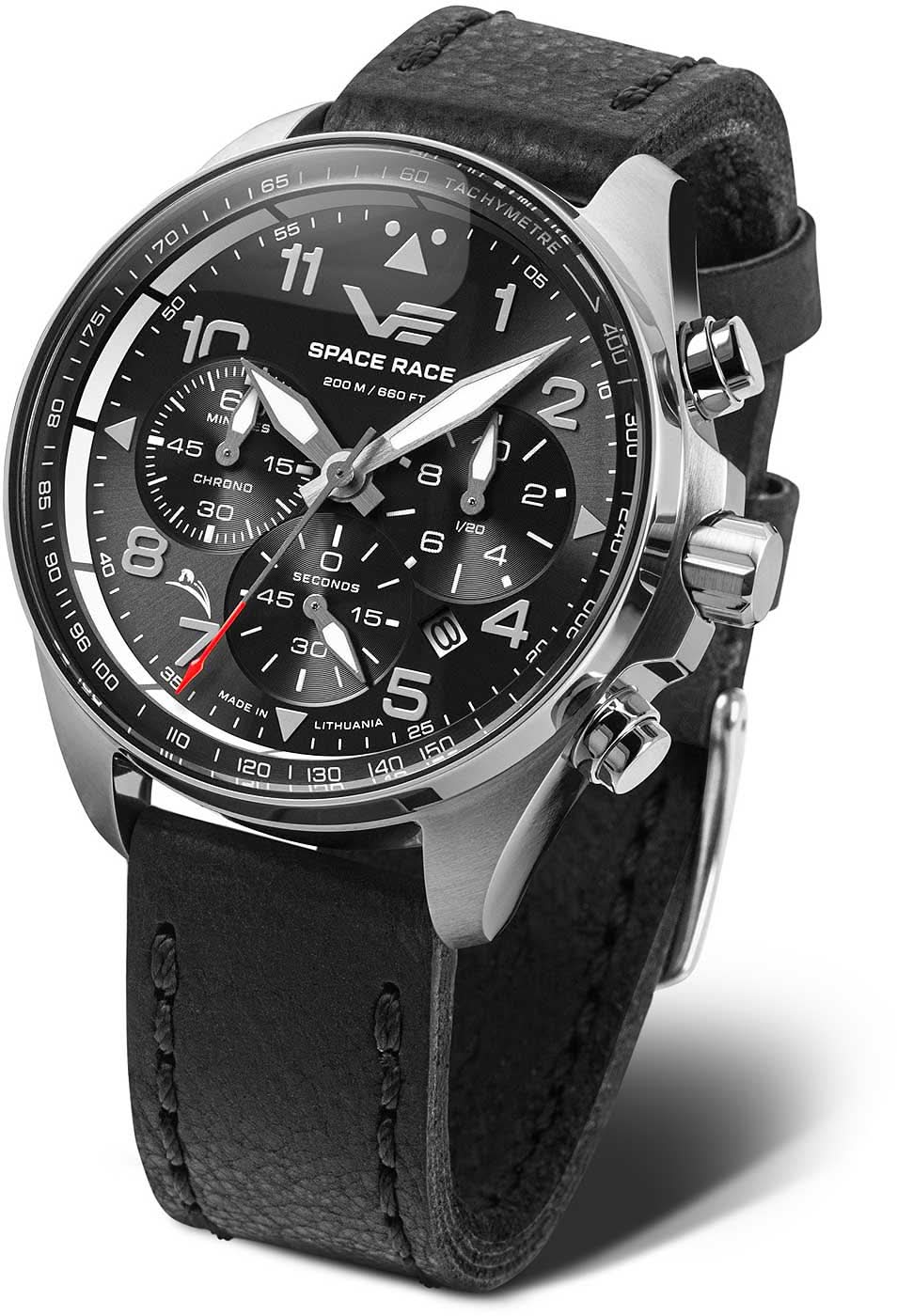 Orologio da uomo con quadrante nero e cinturino in pelle nera, lunetta color argento
