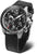 Orologio da uomo con quadrante nero e cinturino in pelle nera, lunetta color argento